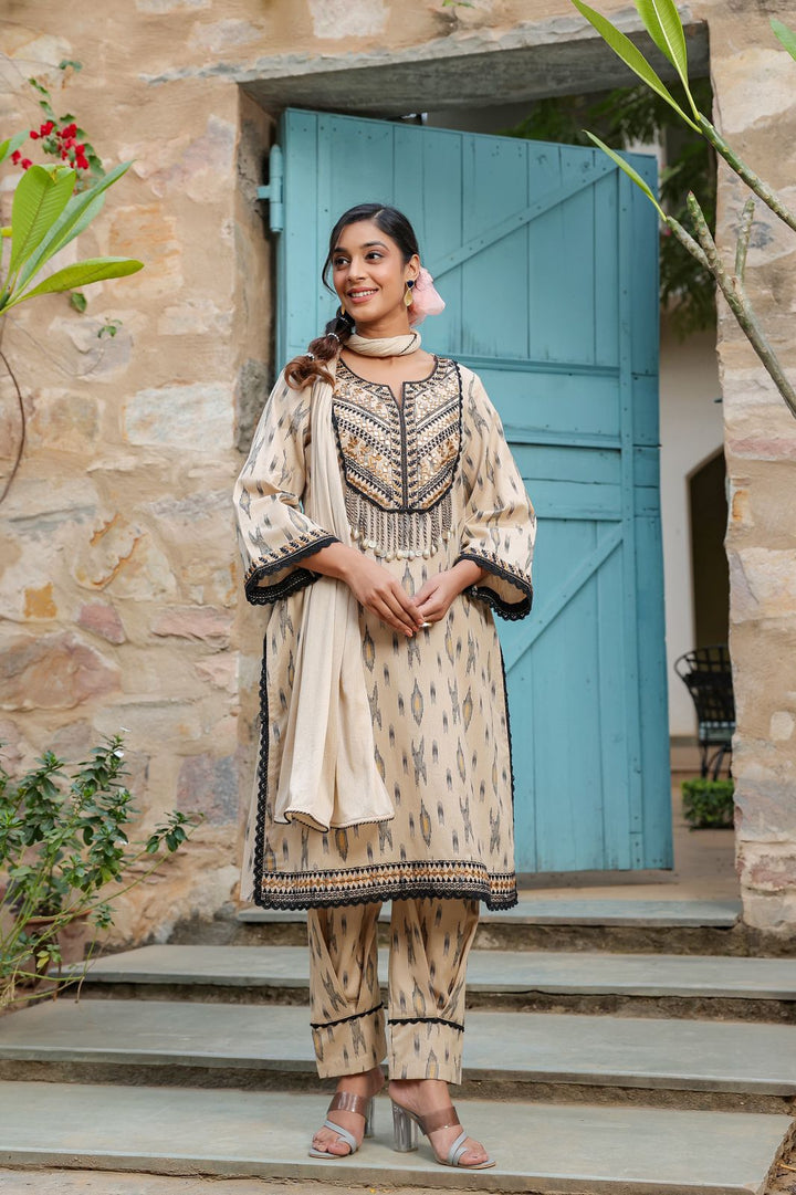 Poonam Subtle Tassel Cotton Suit Set