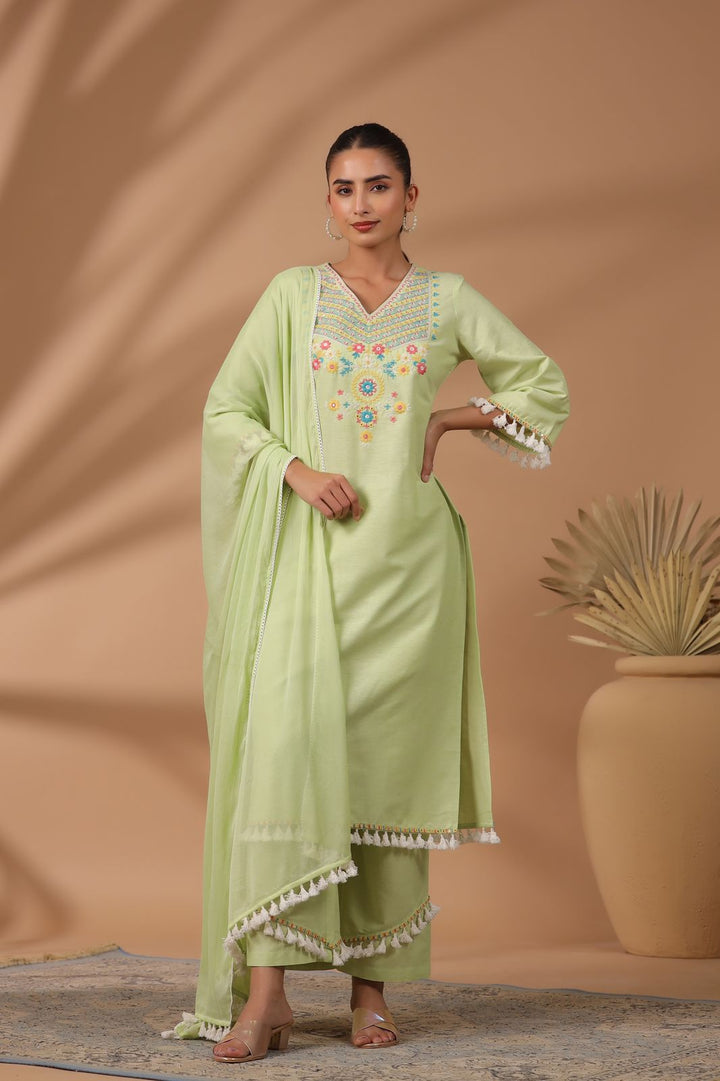 POONAM FERN COTTON SUIT SET