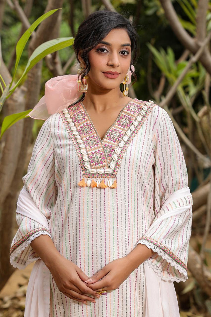Poonam Angel Embroidered Cotton Suit set