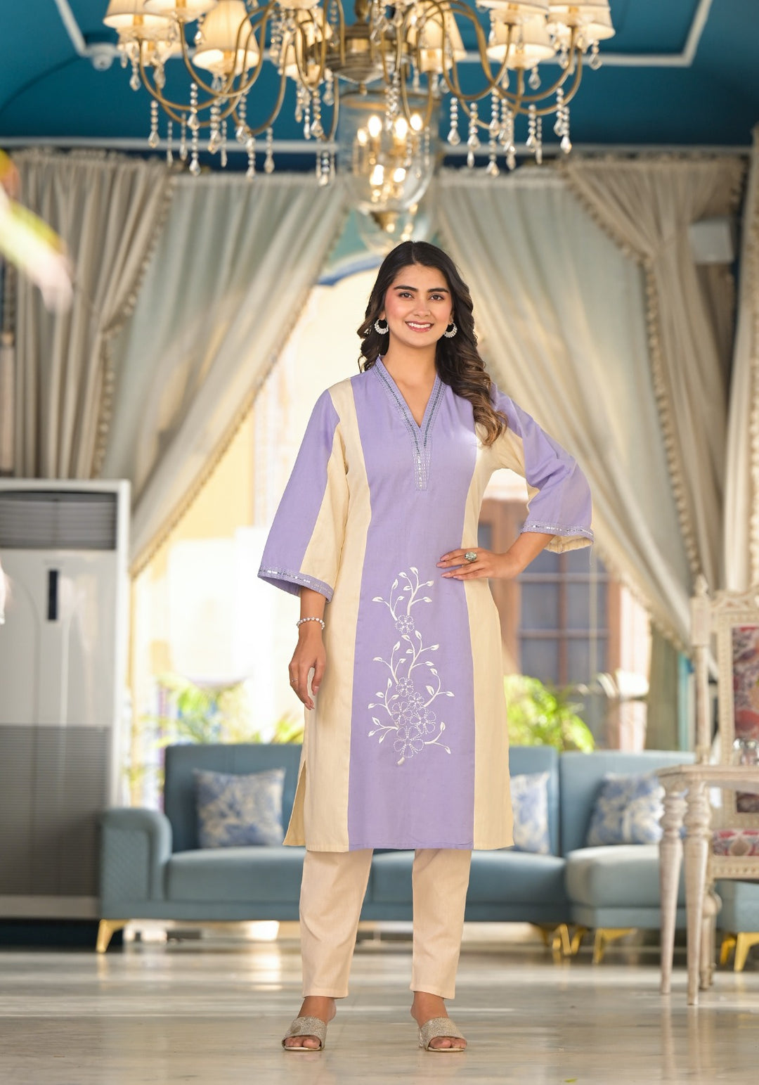 MUGHDA LILY COTTON KURTA PANT SET