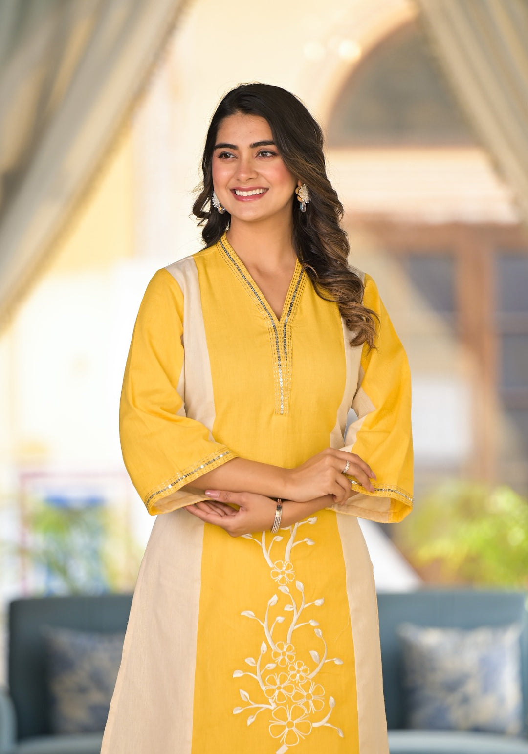 Mughda Sunflower Cotton Kurta Pant Set