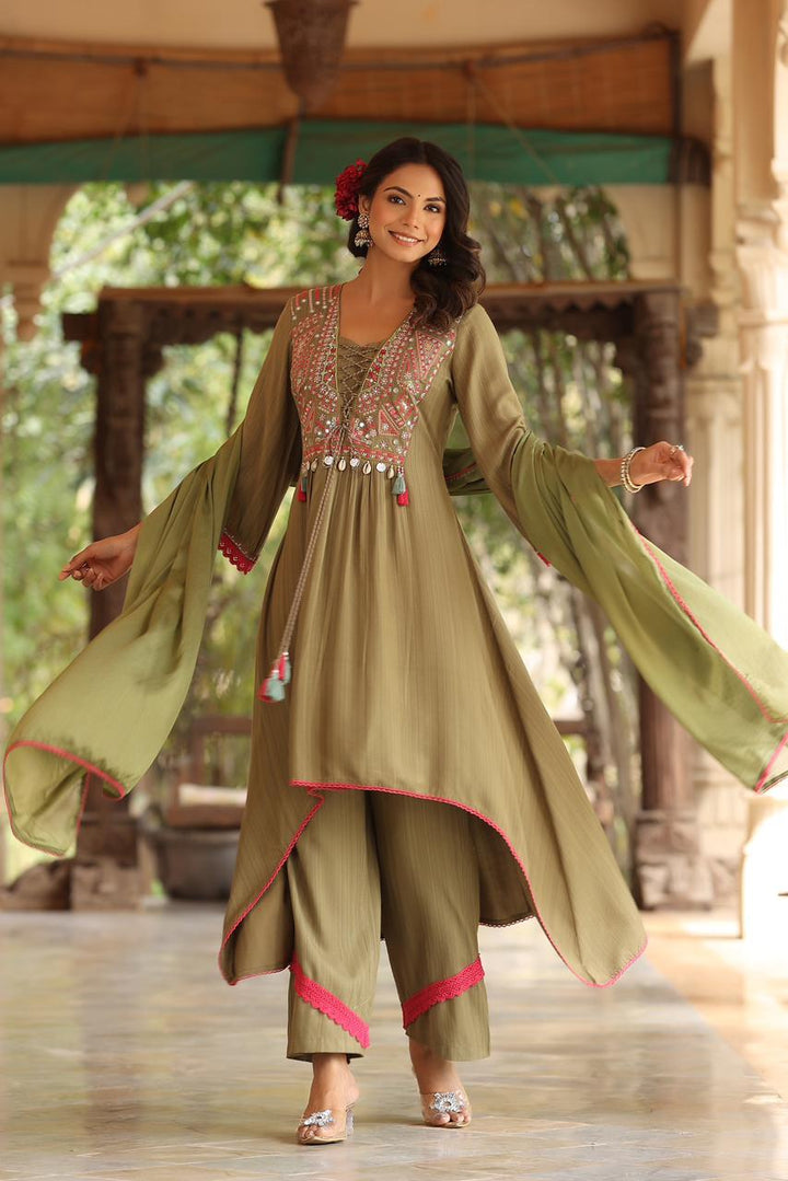 Jeena Forest Embroidery Cotton Suit Set