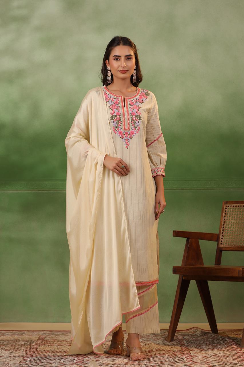 Jeena Sober Embroidery Cotton Suit Set