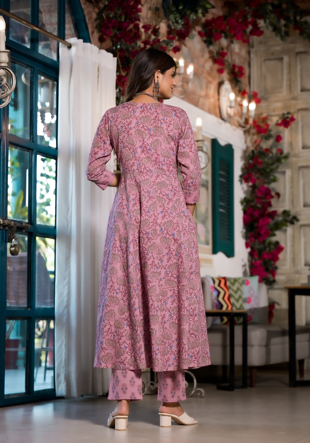 Archana Orchid Printed Cotton Suit Set