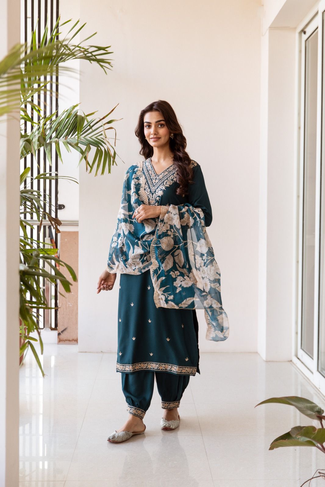 Sargun Indigo Work Suit Set