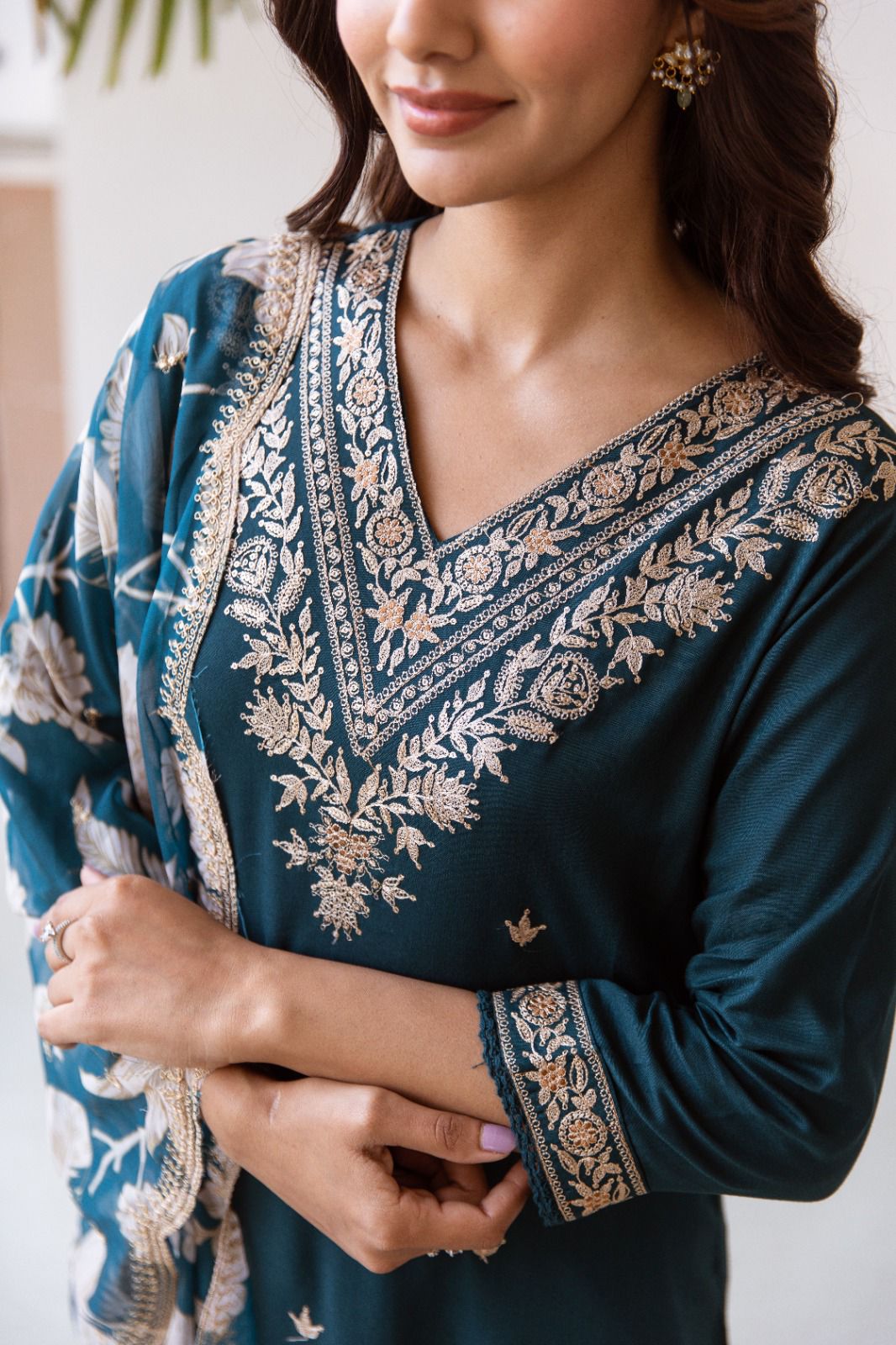 Sargun Indigo Work Suit Set