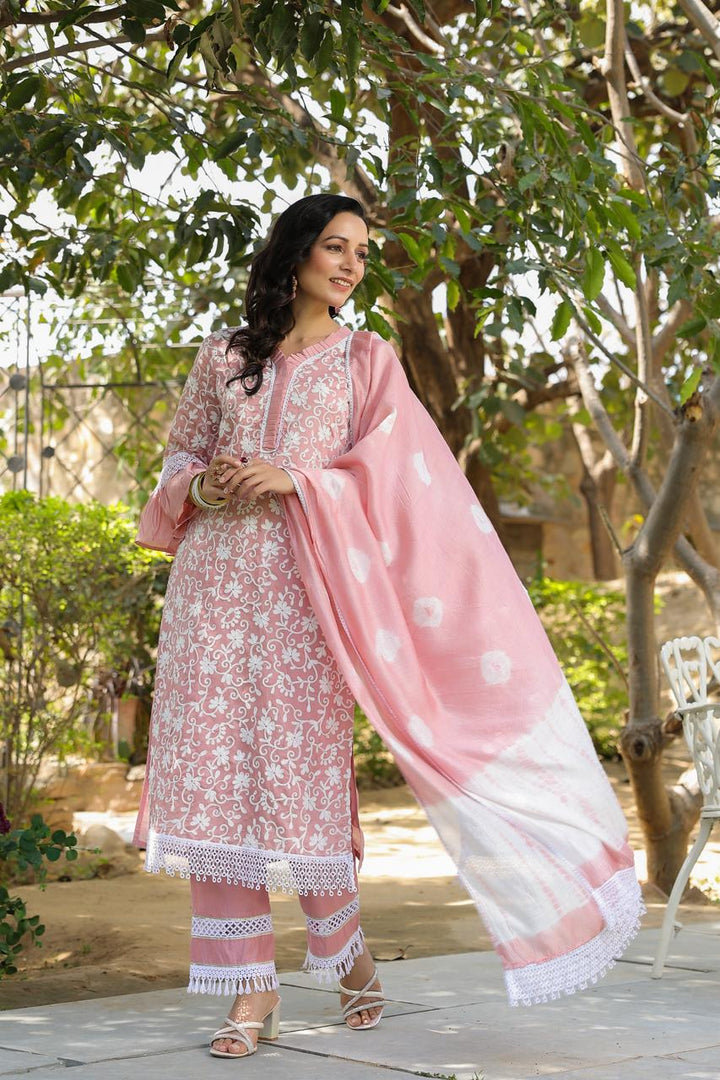 Jeena Rose Embroidered Cotton Suit Set