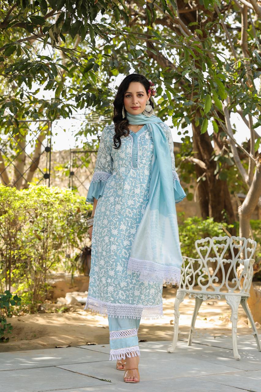 Jeena Sky Embroidered Cotton Suit Set