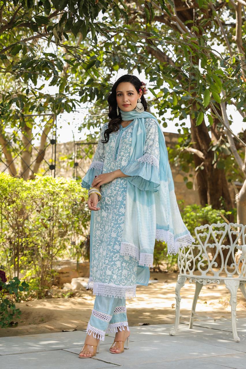 Jeena Sky Embroidered Cotton Suit Set