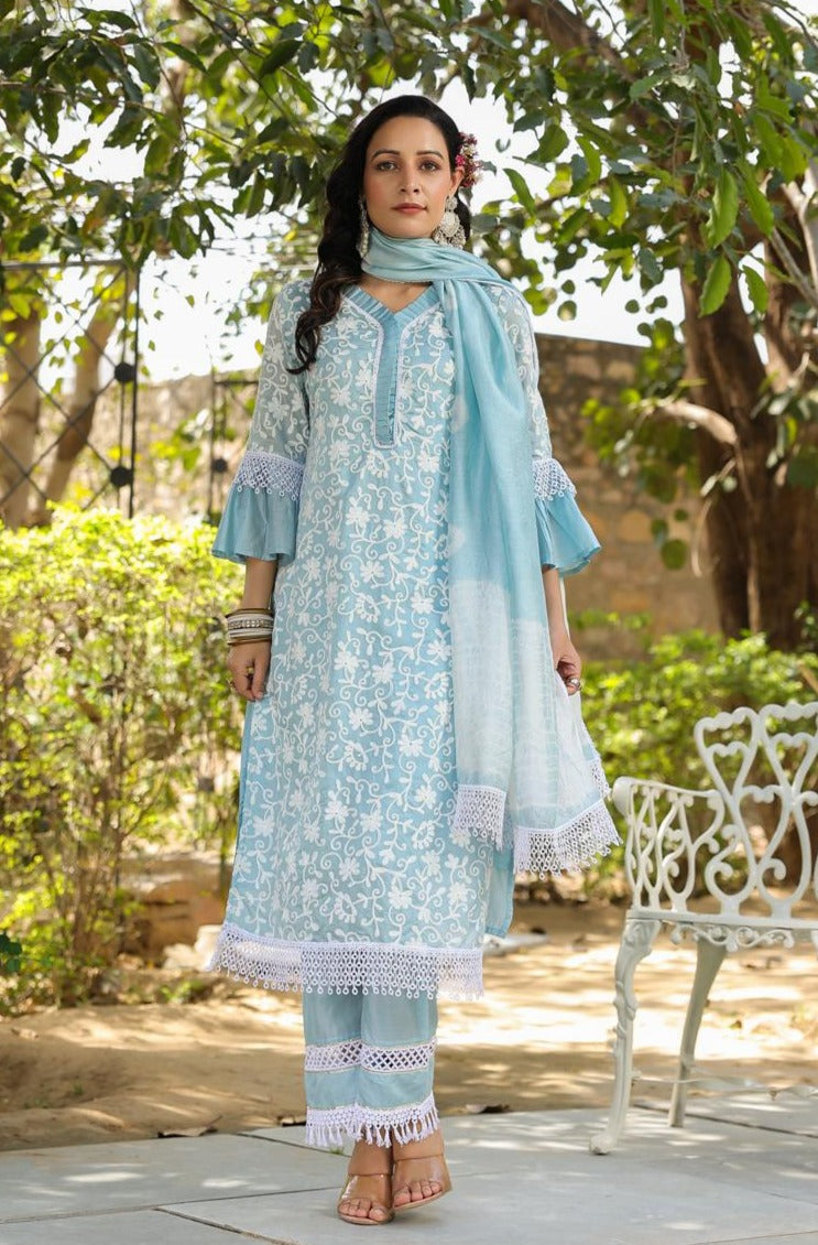 Jeena Sky Embroidered Cotton Suit Set