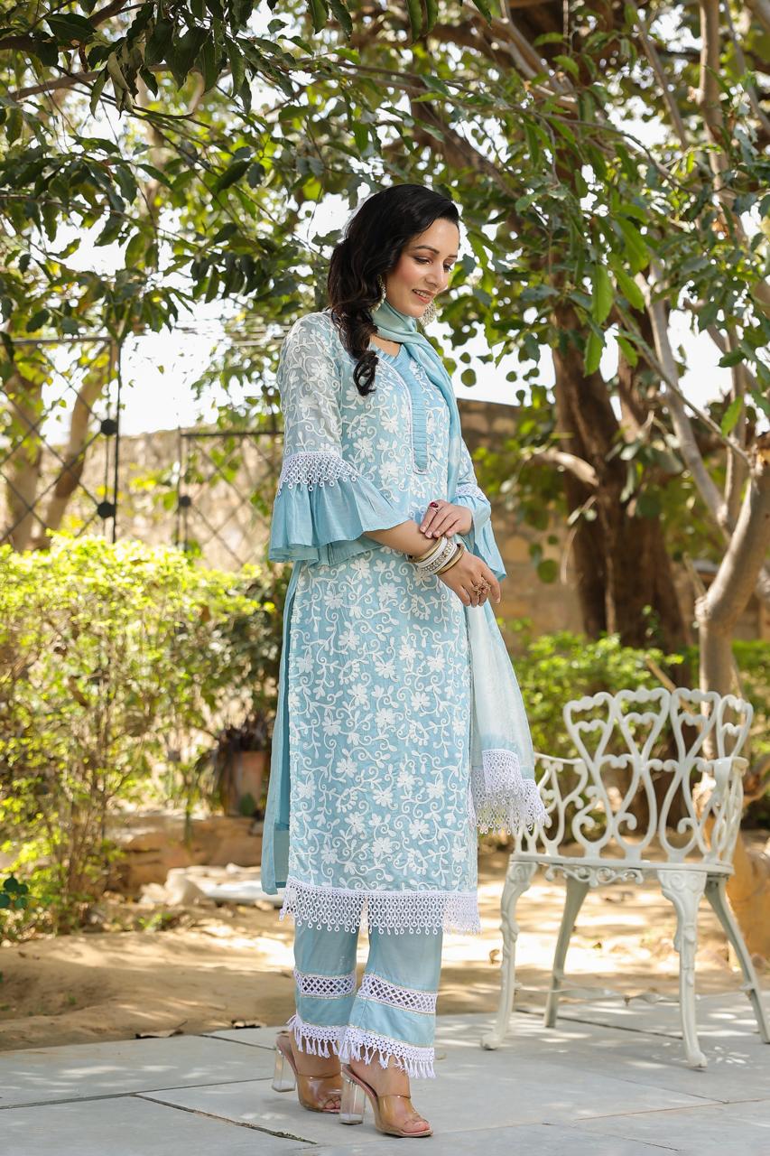 Jeena Sky Embroidered Cotton Suit Set