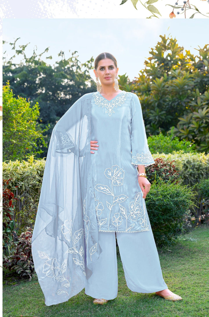 VARIDHI Skyblue EMBROIDERED SUIT SET