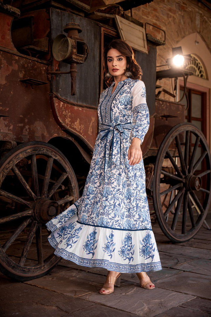 Sam Anokhi Navy Print Cotton Dress