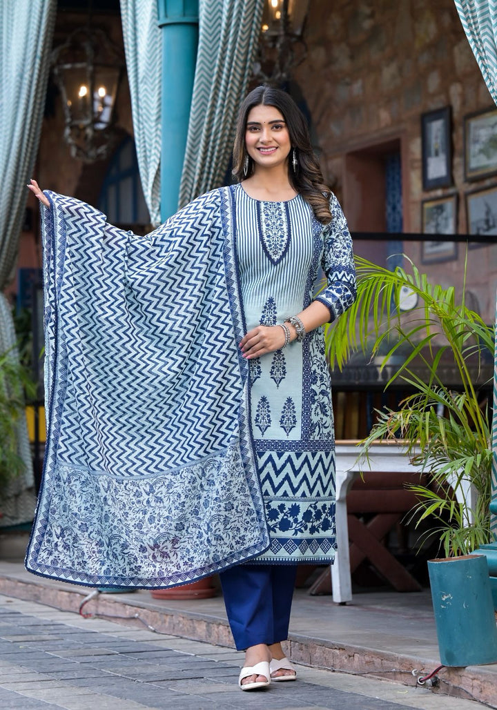 Ishani Indigo Cotton Suit Set