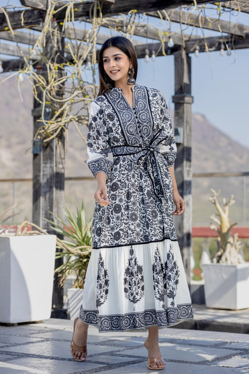 SAM ANOKHI PERSIAN PRINT COTTON DRESS