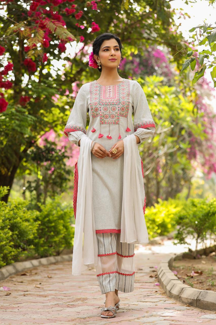 Jeena Tan Cotton Suit Set