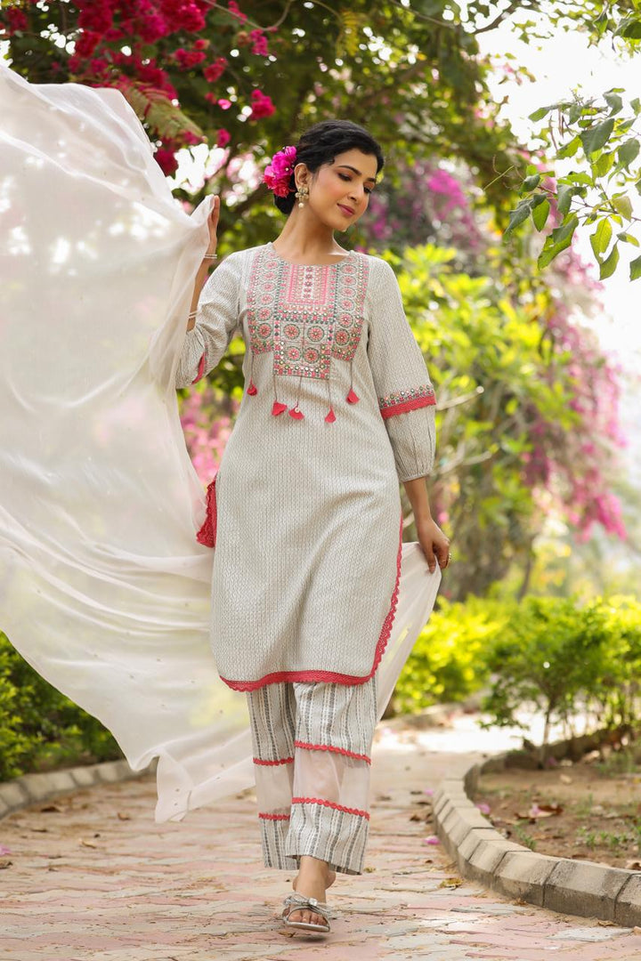 Jeena Tan Cotton Suit Set