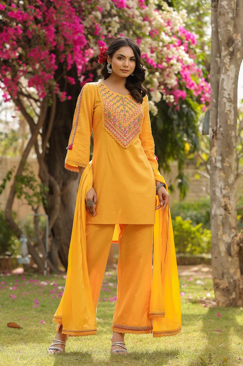 Jeena Sunflower Cotton Suit Set