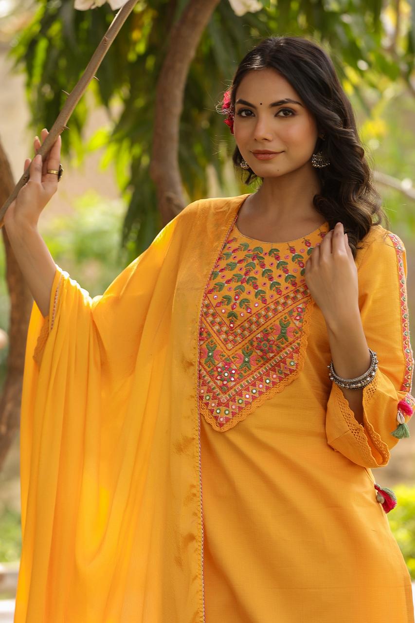 Jeena Sunflower Cotton Suit Set