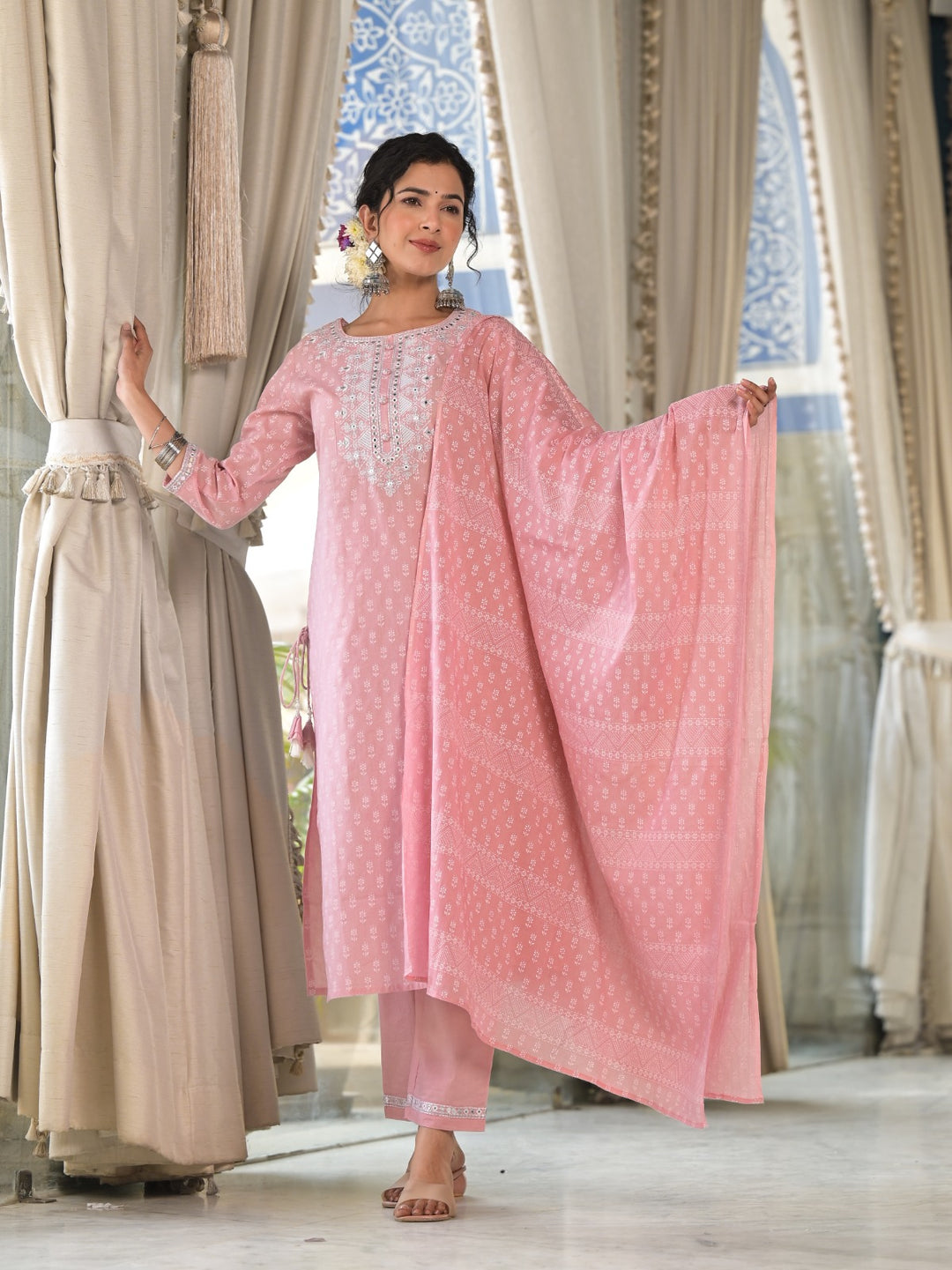 Radhya apricot Cotton Suit Set