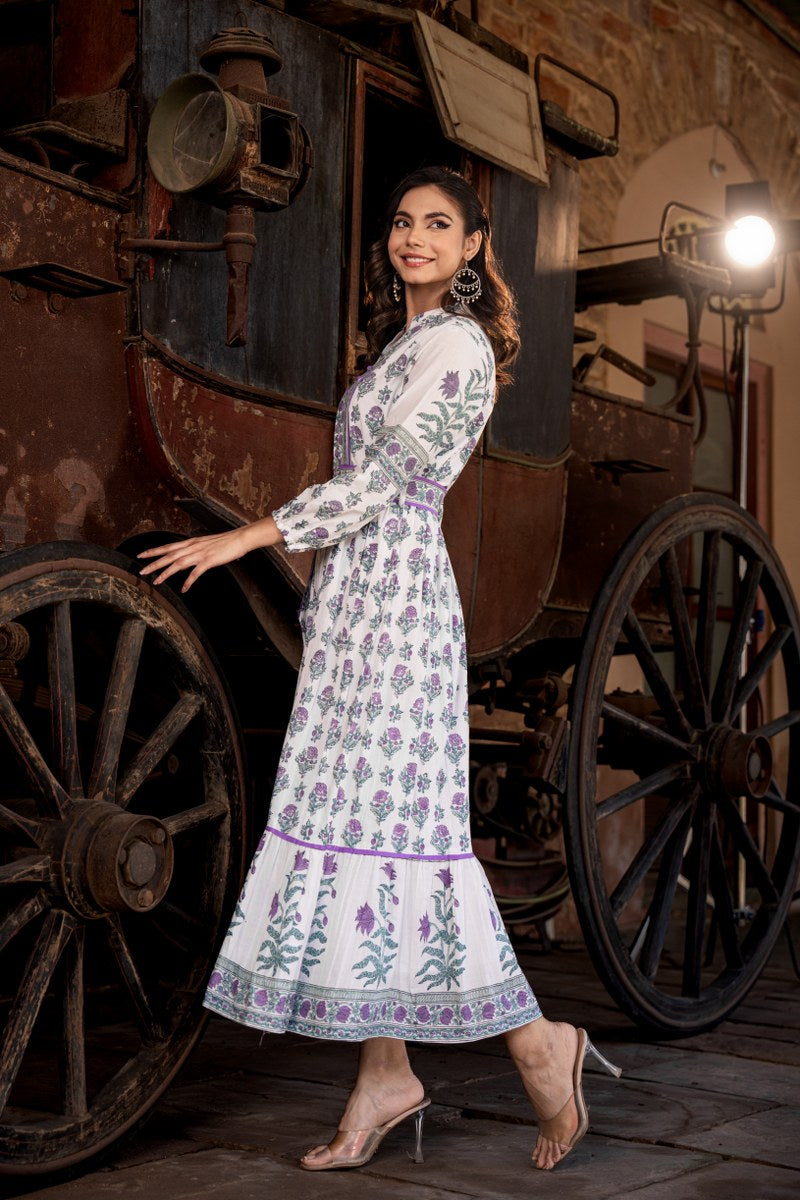 Sam Anokhi Purple Printed Cotton Dress