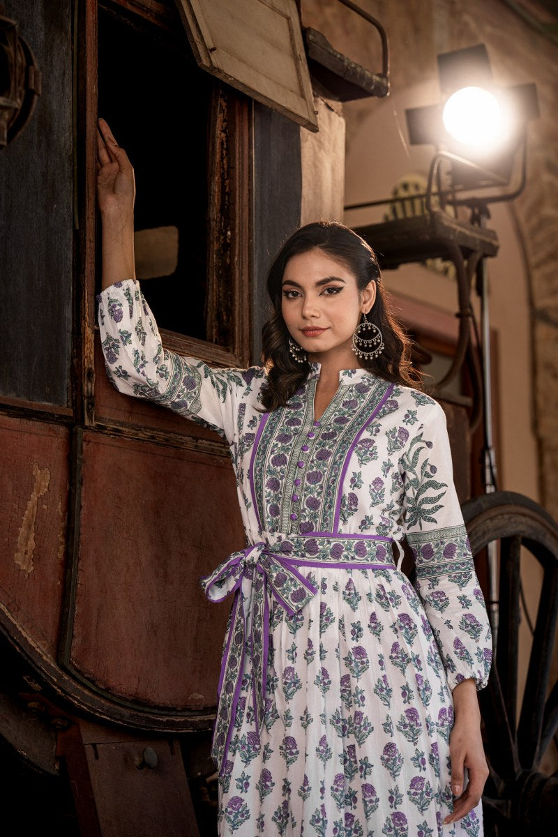 Sam Anokhi Purple Printed Cotton Dress