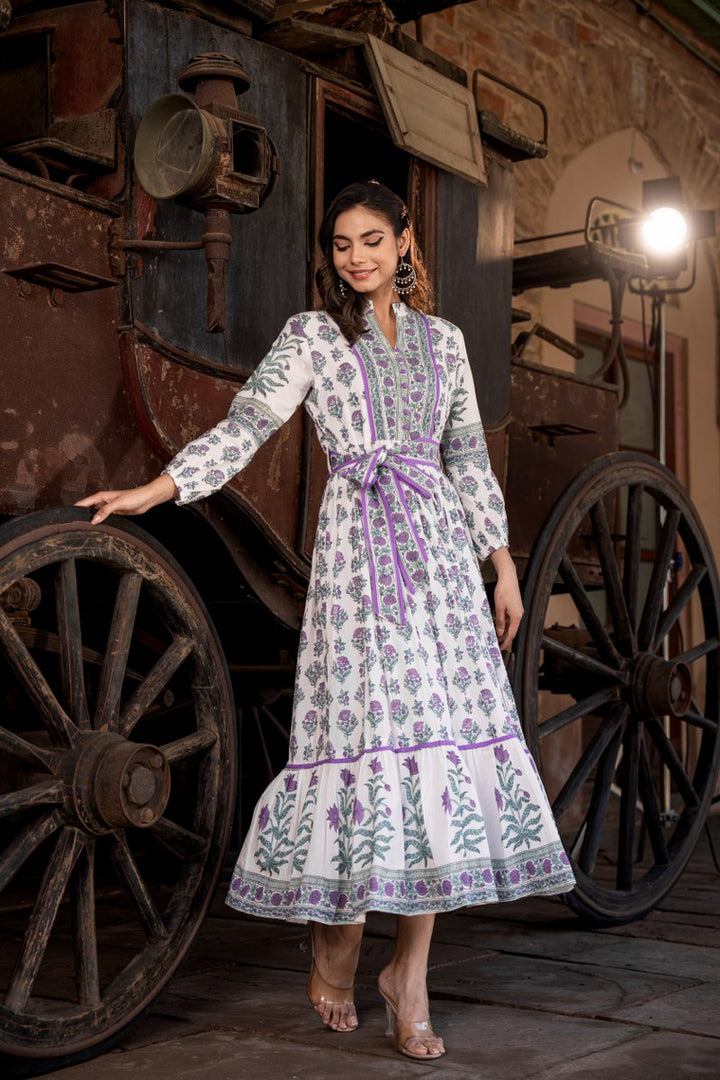 Sam Anokhi Purple Printed Cotton Dress