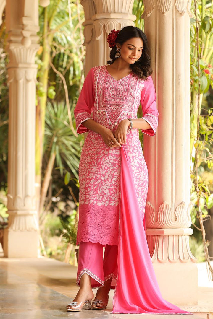 Jeena Taffy Embroidery Suit Set