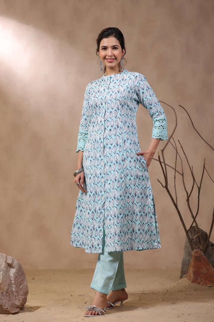 Rachna Pasteli Printed Cotton Kurta Pant Set