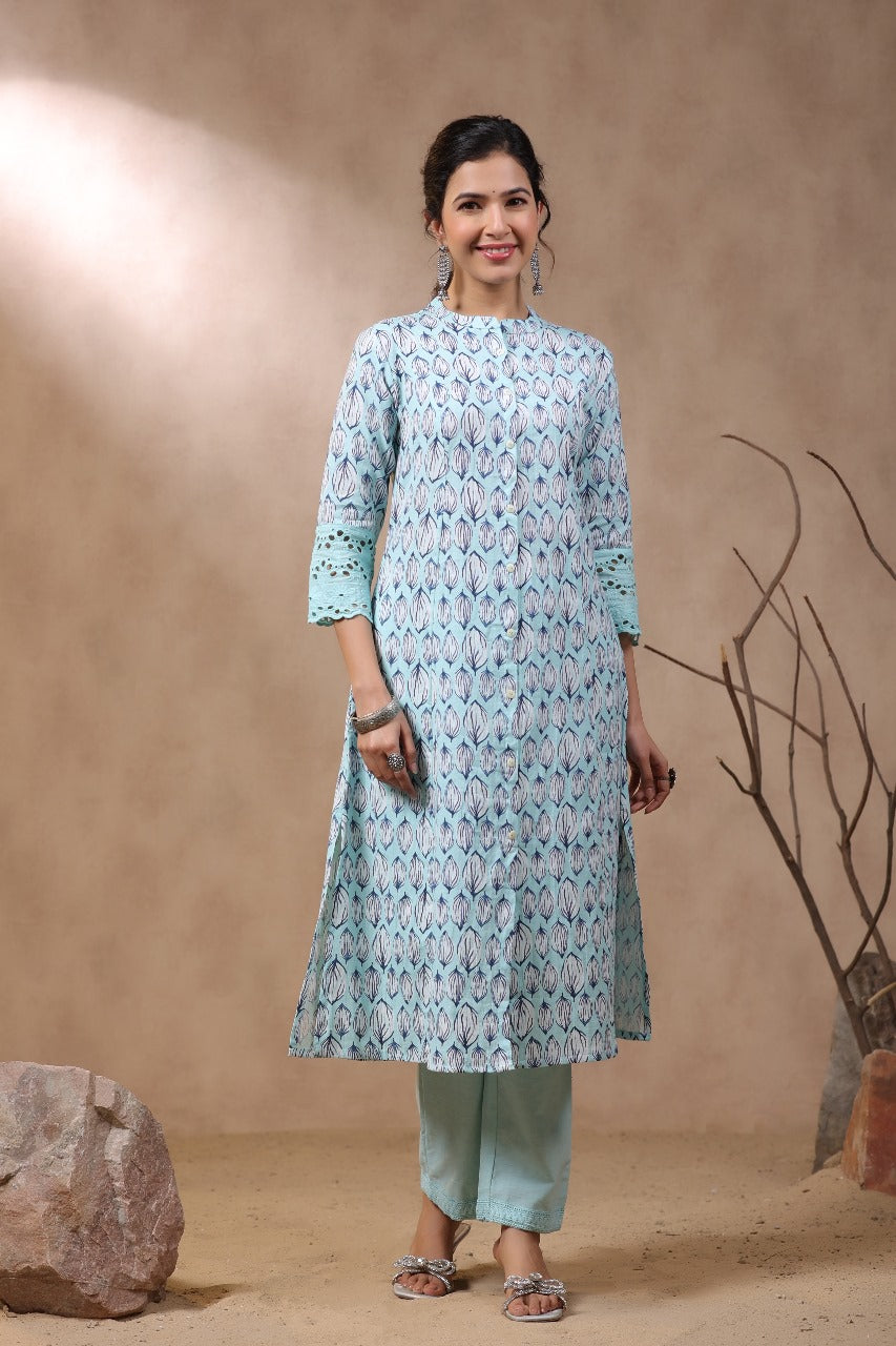 Rachna Pasteli Printed Cotton Kurta Pant Set