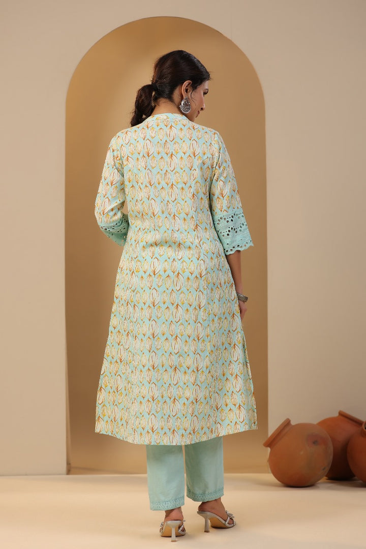 Rachna Mint Cotton Kurta Pant Set