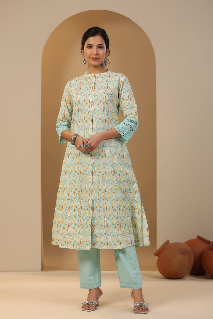 Rachna Mint Cotton Kurta Pant Set