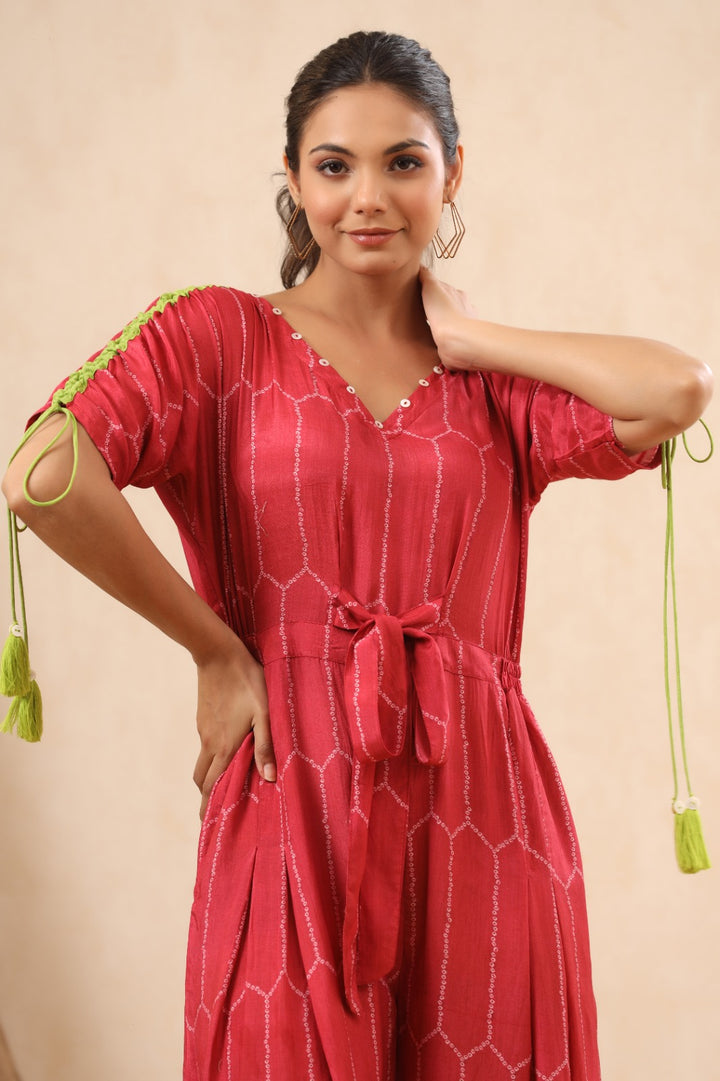 Orlando Crimson Cotton Jumpsuit