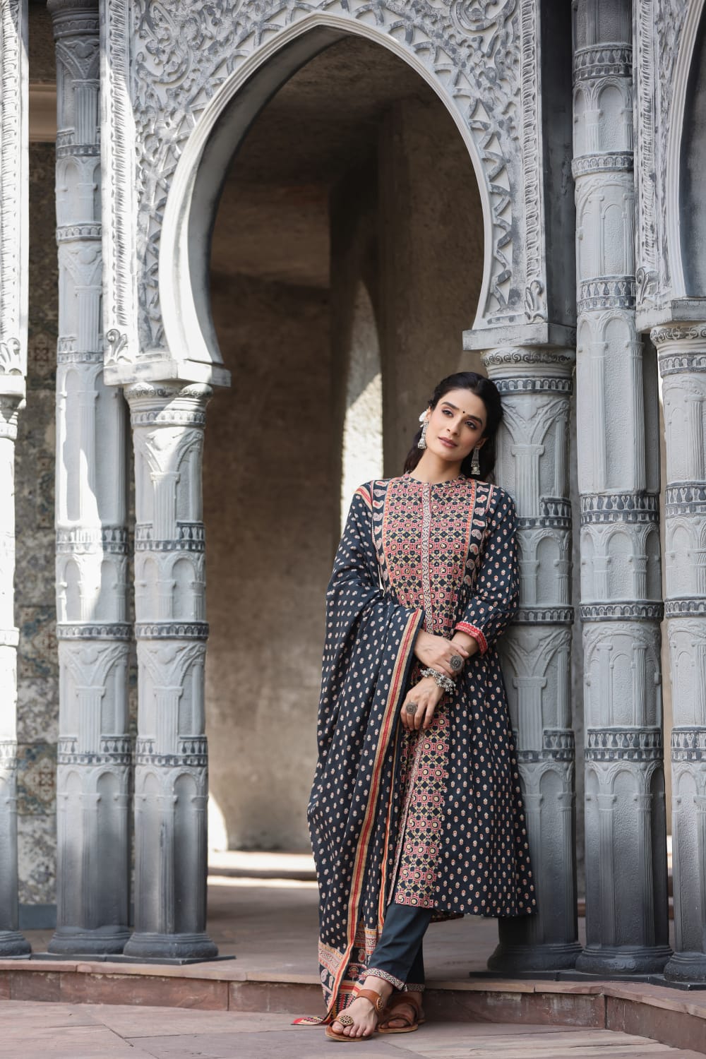 Gunjan Onyx Printed A Line Cotton Suit Set