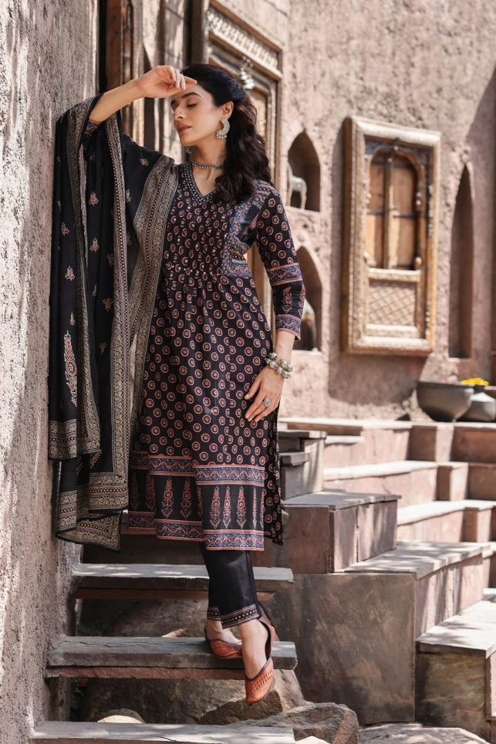 Gunjan Slate Cotton Suit Set