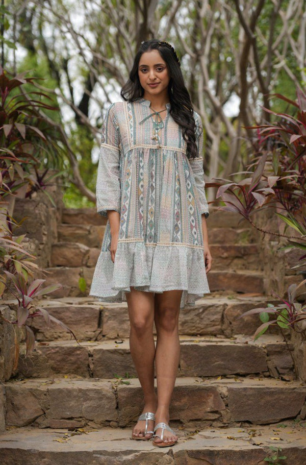 Jasheela Sky Printed Cotton Dress