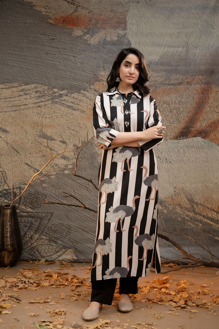 Aruna Swish Stripes Kurta Pant Set