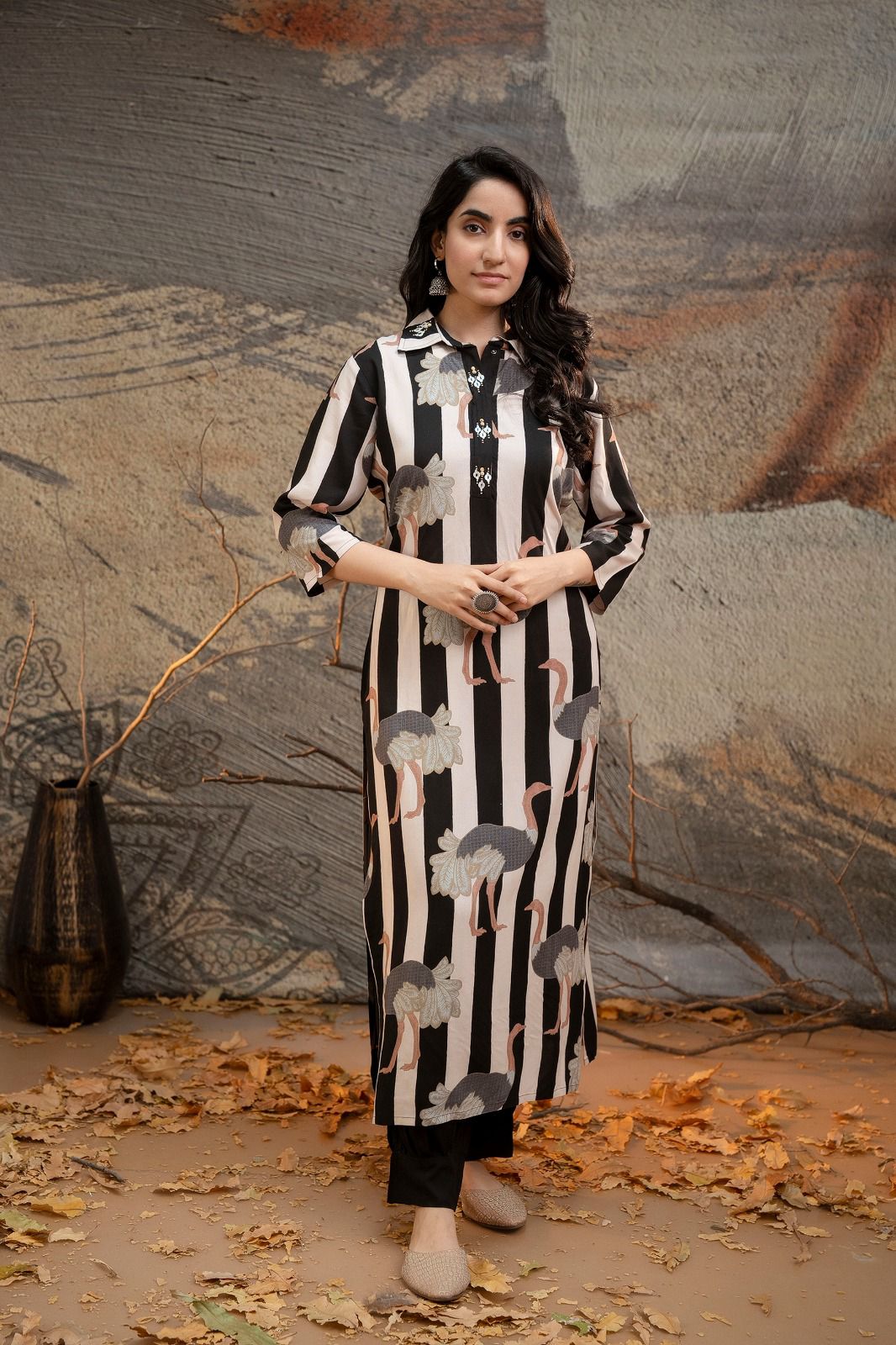 Aruna Swish Stripes Kurta Pant Set