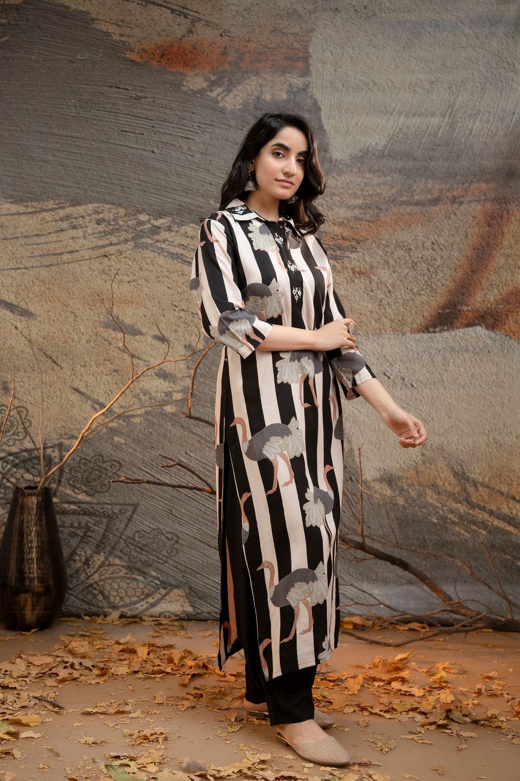 Aruna Swish Stripes Kurta Pant Set