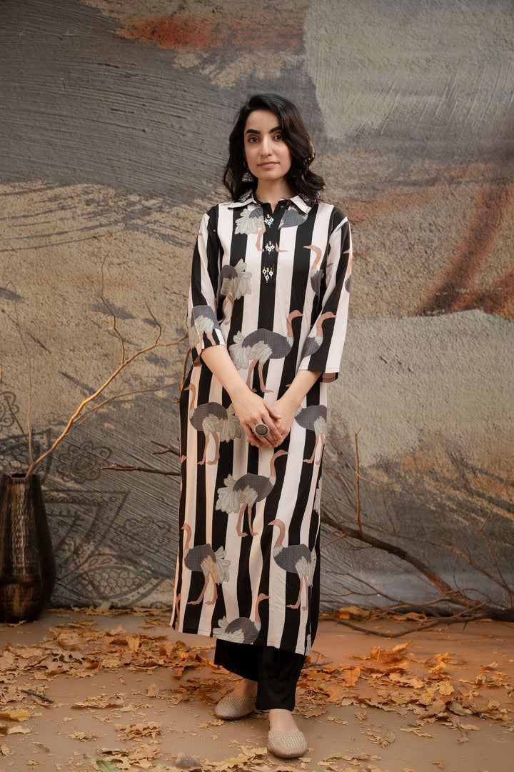 Aruna Swish Stripes Kurta Pant Set