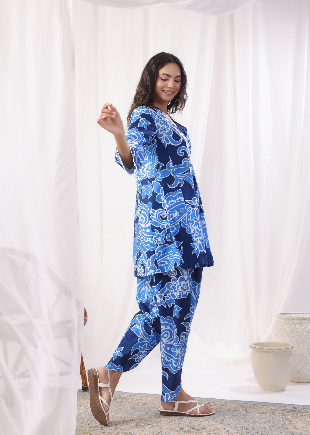 Harshini Sapphire Printed Cotton Co-ord Set