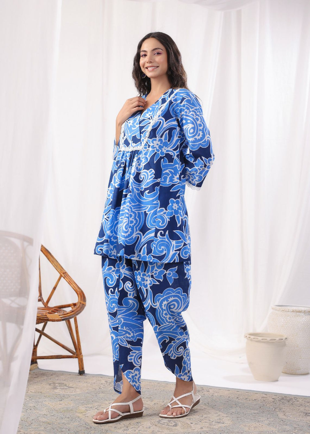 Harshini Sapphire Printed Cotton Co-ord Set