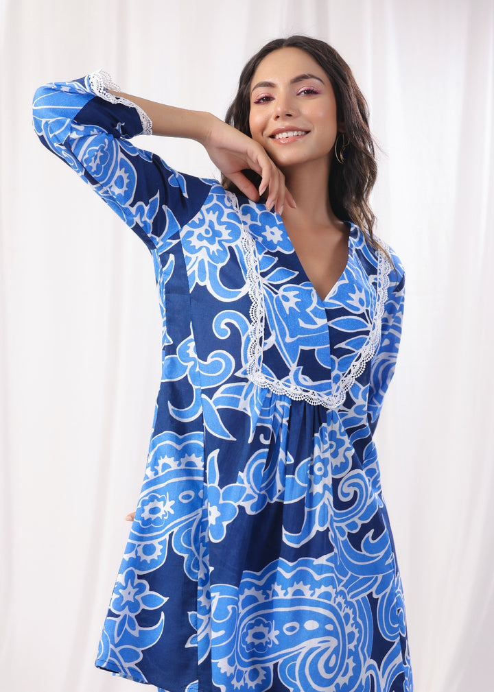 Harshini Sapphire Printed Cotton Co-ord Set