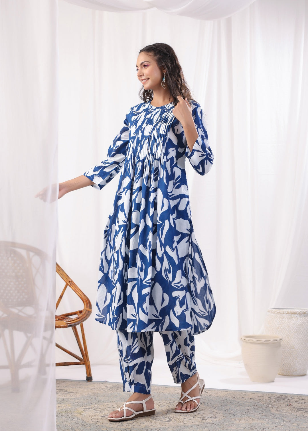 Harshini Cobalt Printed Cotton Co-ord Set