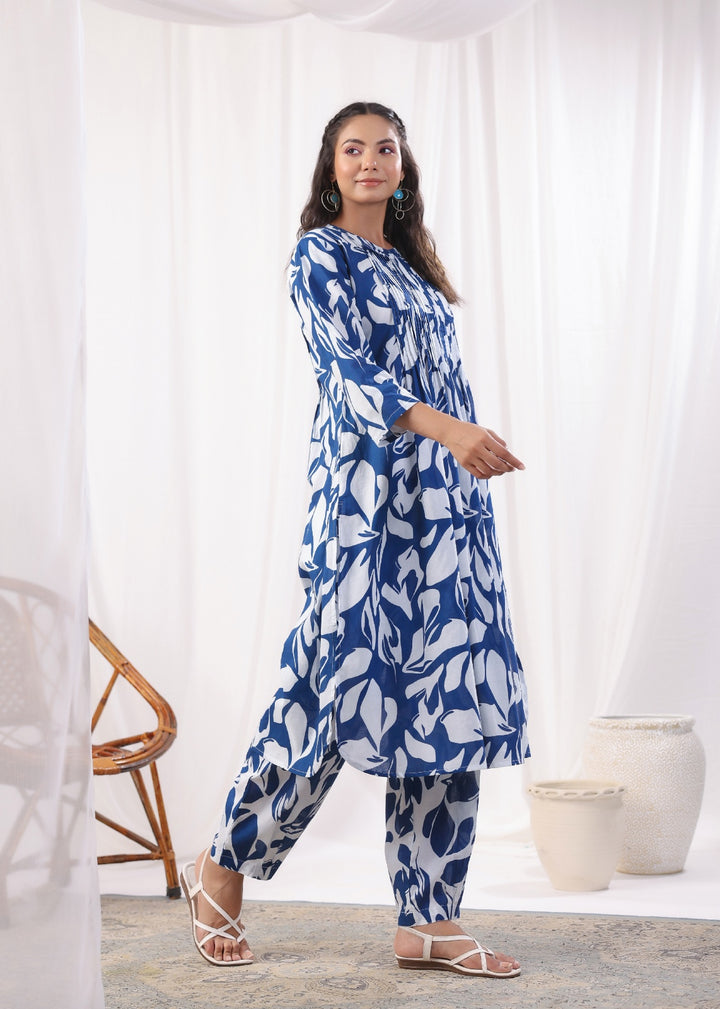 Harshini Cobalt Printed Cotton Co-ord Set