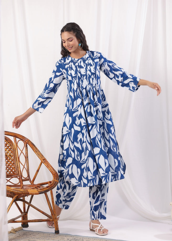 Harshini Cobalt Printed Cotton Co-ord Set