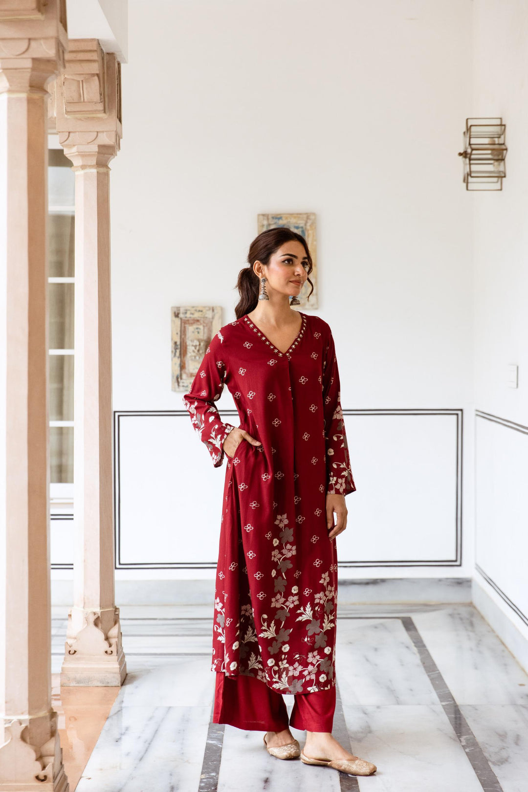 Shimoni cardinal Printed Kurta Pant Set