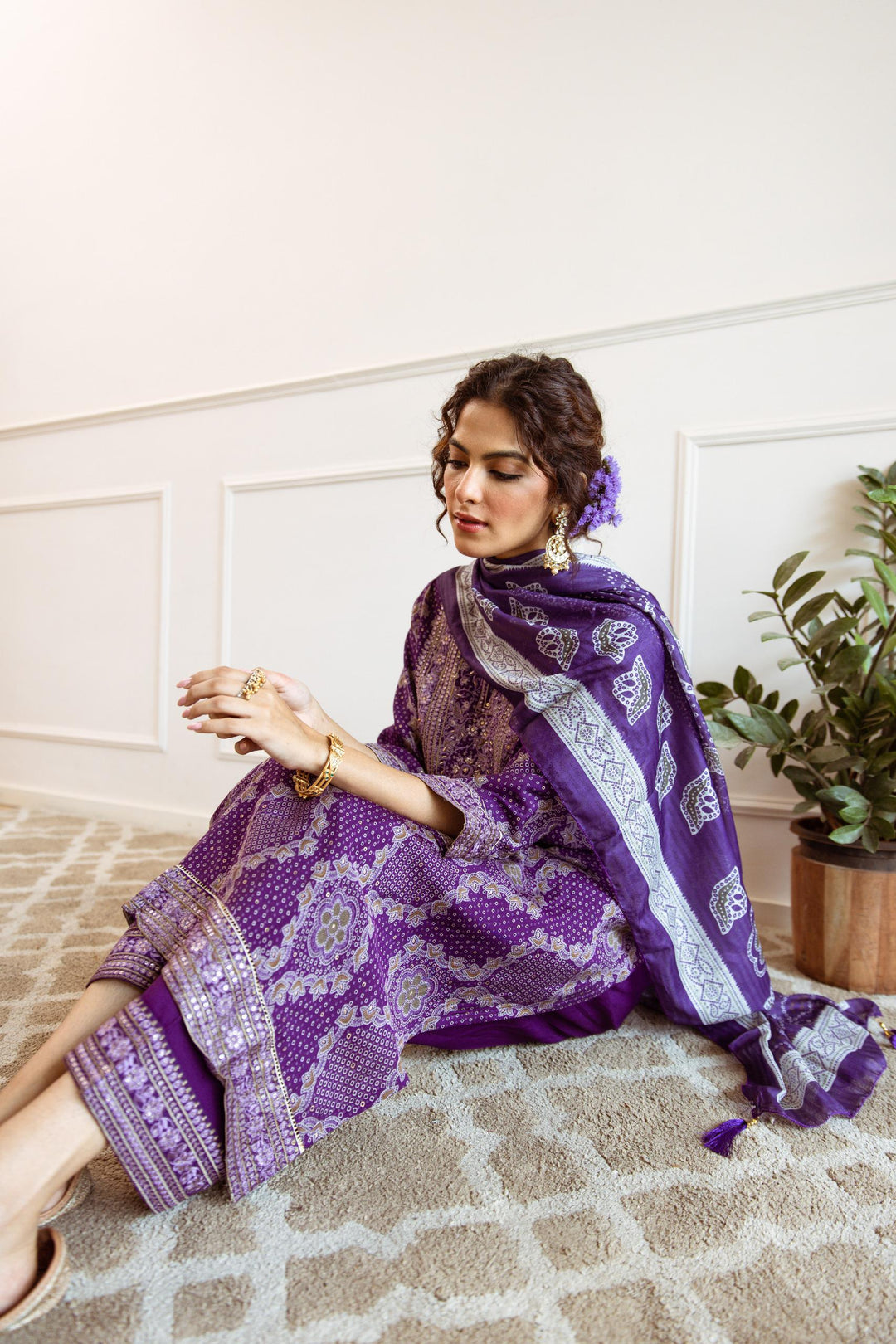 Gauri Purple Full Work Suit Set