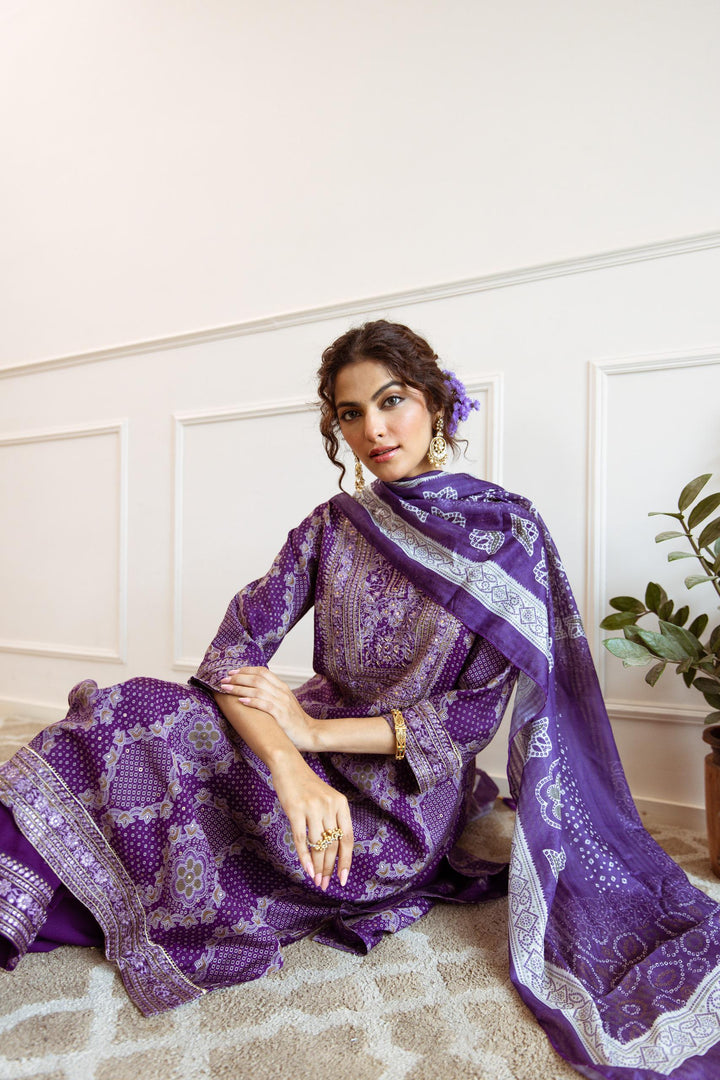 Gauri Purple Full Work Suit Set