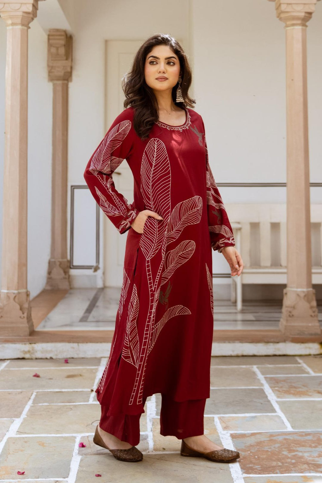 Siya Cardinal Printed Kurta Pant Set